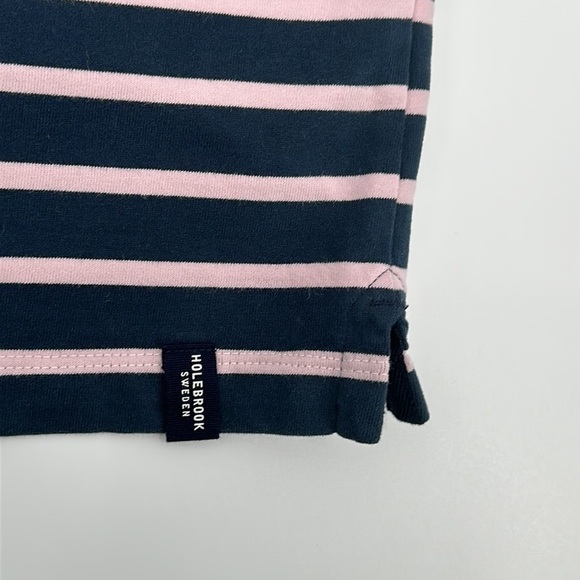 Holbrook Sweden Navy & Pink Striped Cotton Dress Size Large - Picture 6 of 12